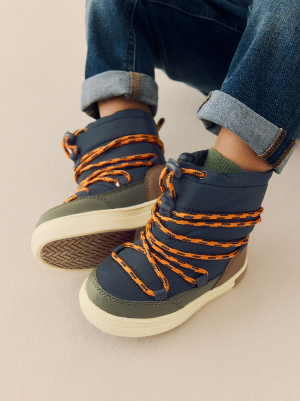 Navy/Khaki Thermal Thinsulate™ Lined Quilted Water Resistant Boots