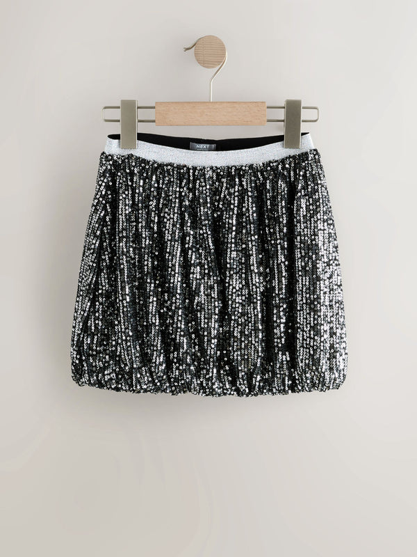 Silver Sequin Puffball Bubble Skirt (3-16yrs)
