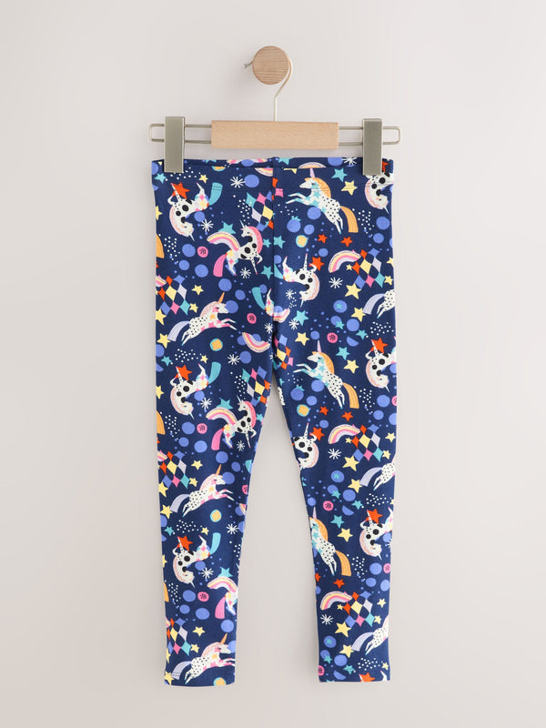Navy Rainbow Unicorn Printed Leggings (3-16yrs)