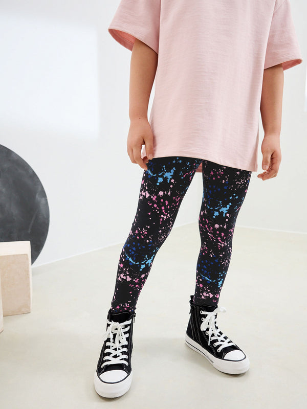 Black Splat Printed Leggings (3-16yrs)