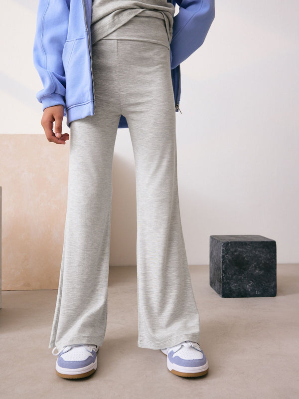 Grey Fold Over Flare Leggings (3-16yrs)
