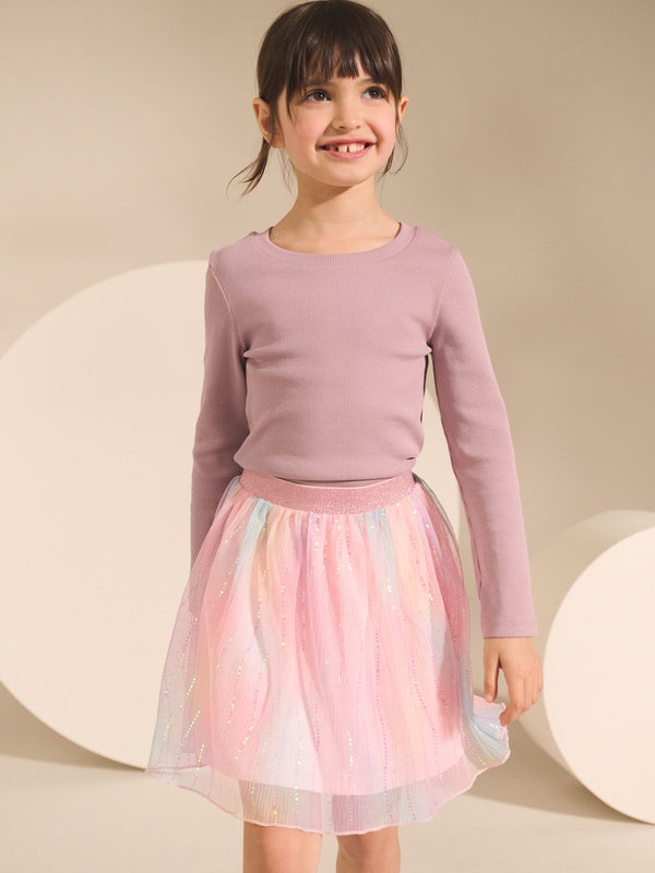 Pink Rainbow Sparkle Pull On Skirt (3-16yrs)
