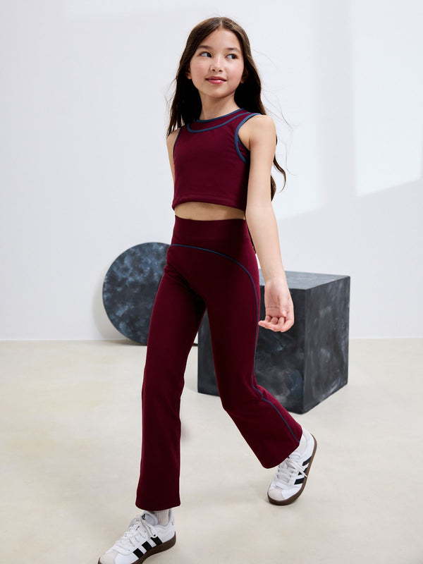 Berry Red Flared Sports Leggings (3-16yrs)