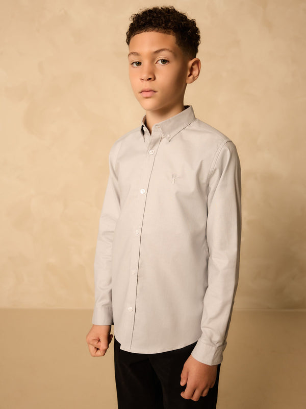 Light Grey Single Oxford Shirt (3-16yrs)