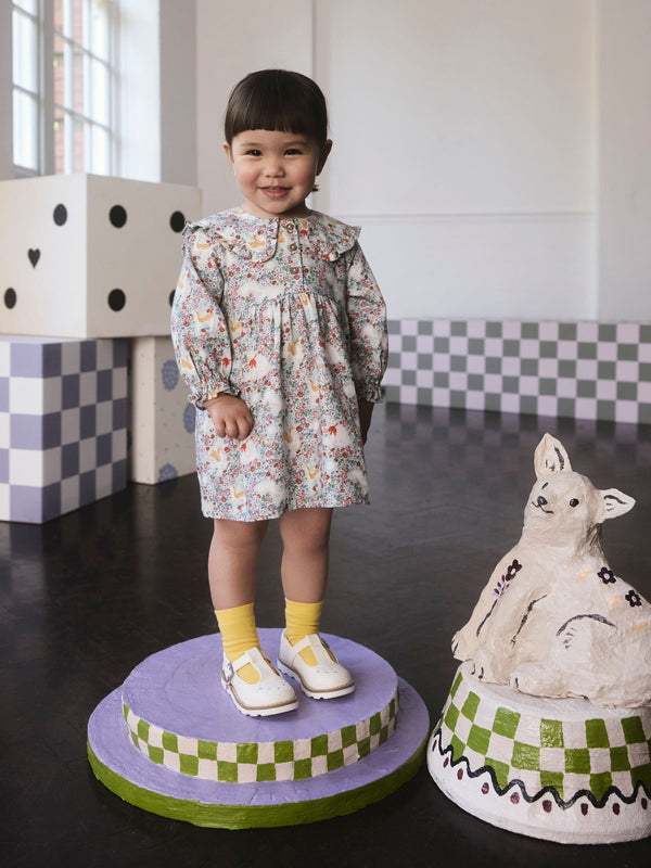 Cath Kidston Blue Character Print Long Sleeve Collar Dress (3mths-8yrs)