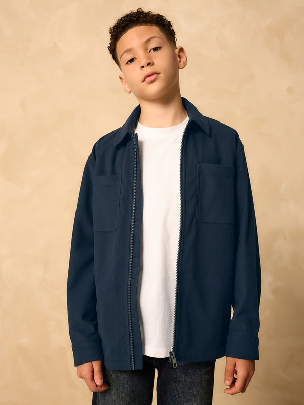 Navy Corduroy Zip Overshirt (3-16yrs)