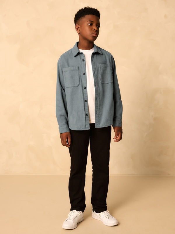 Petrol Blue Brushed Overshirt (3-16yrs)