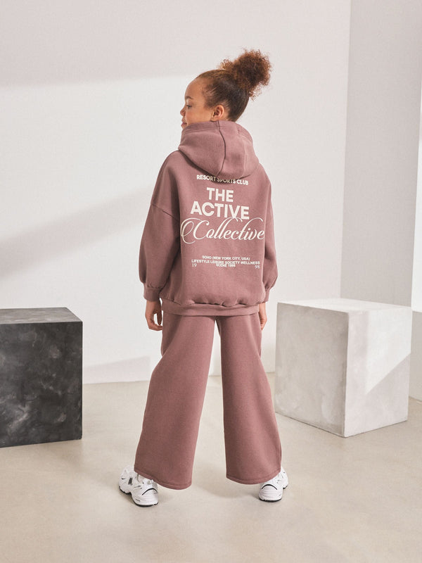 Mocha Brown Hoodie and Wide Leg Joggers Set (3-16yrs)