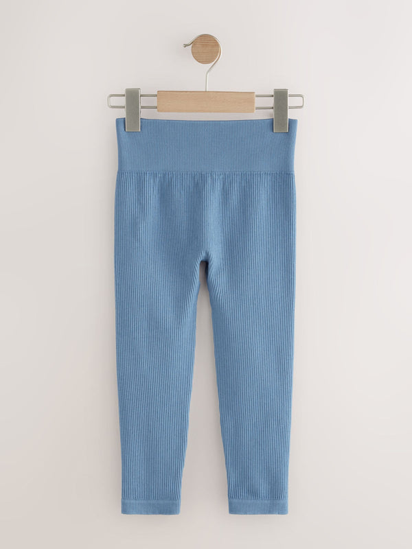Blue Seamless Ribbed High Waist Leggings (3-16yrs)