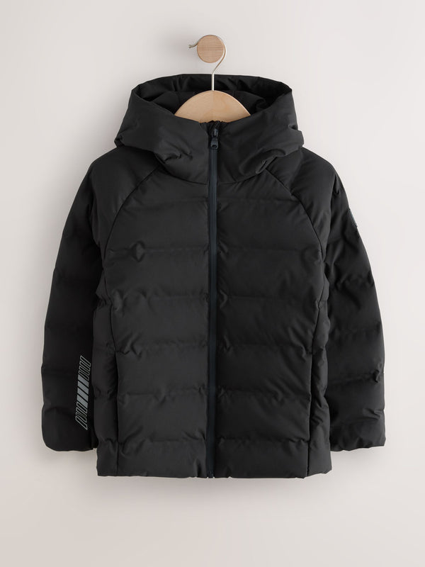 Black Waterproof Midweight Hooded Jacket (3-17yrs)