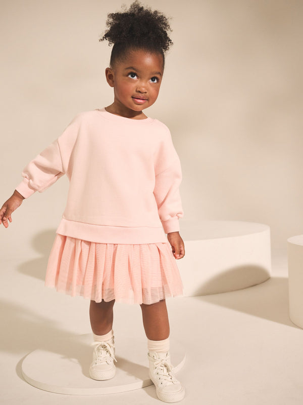 Plain Pink Sweat Party Dress (3mths-7yrs)
