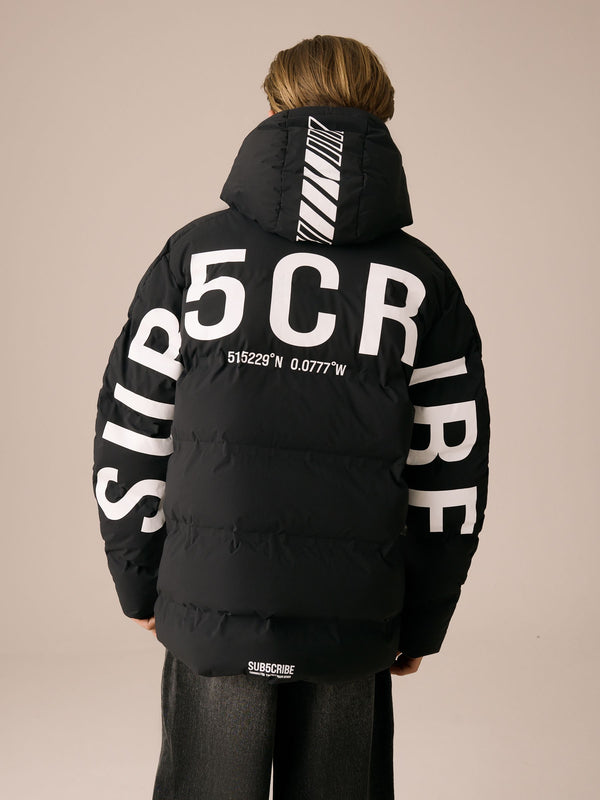 Black/White Shower Resistant Microfleece Lined Padded Coat (3-17yrs)