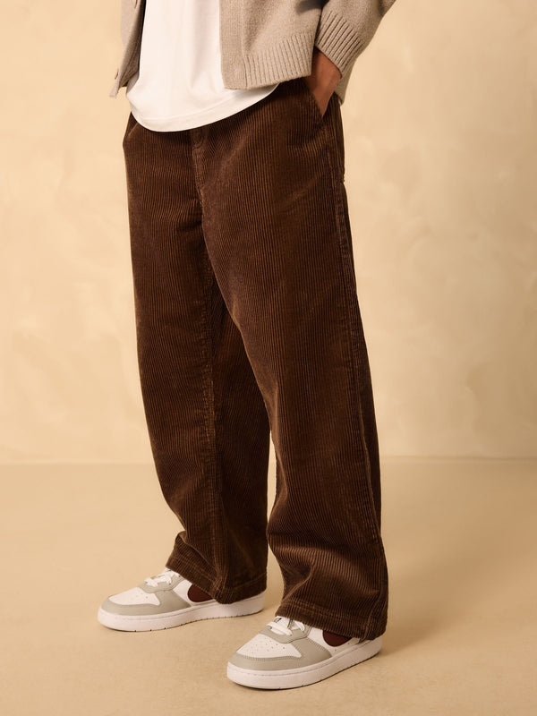 Brown Wide Fit Corduroy Pull On Trousers (3-16yrs)