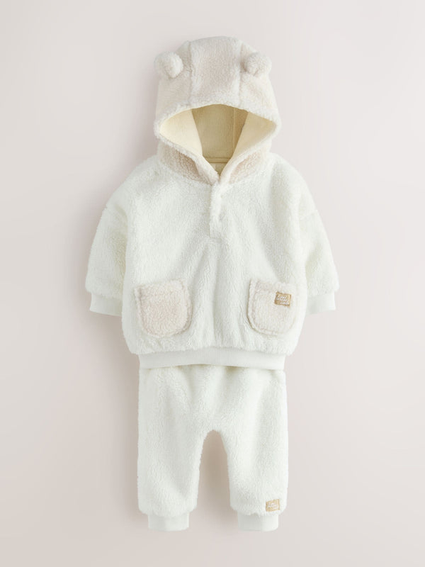 Cream Borg Hooded Sweat and Jogger Baby Set (0mths-2yrs)