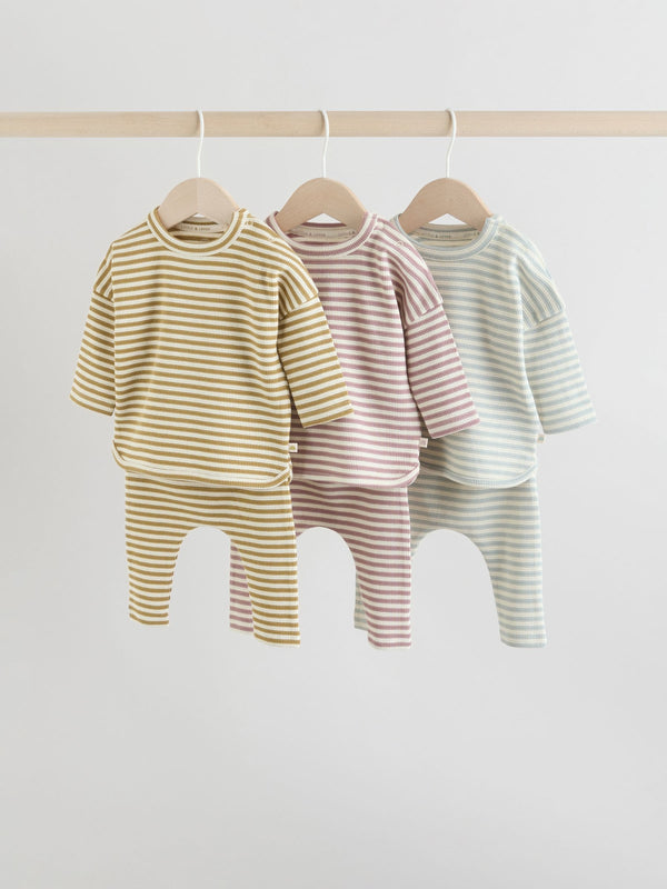 Neutral Stripe Baby Jersey Tops and Leggings Set 6 Piece (0mths-2yrs)