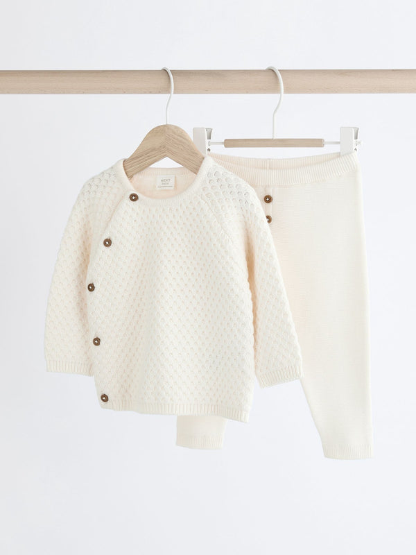 White Knitted Jumper And Trouser Baby Set (0-18mths)