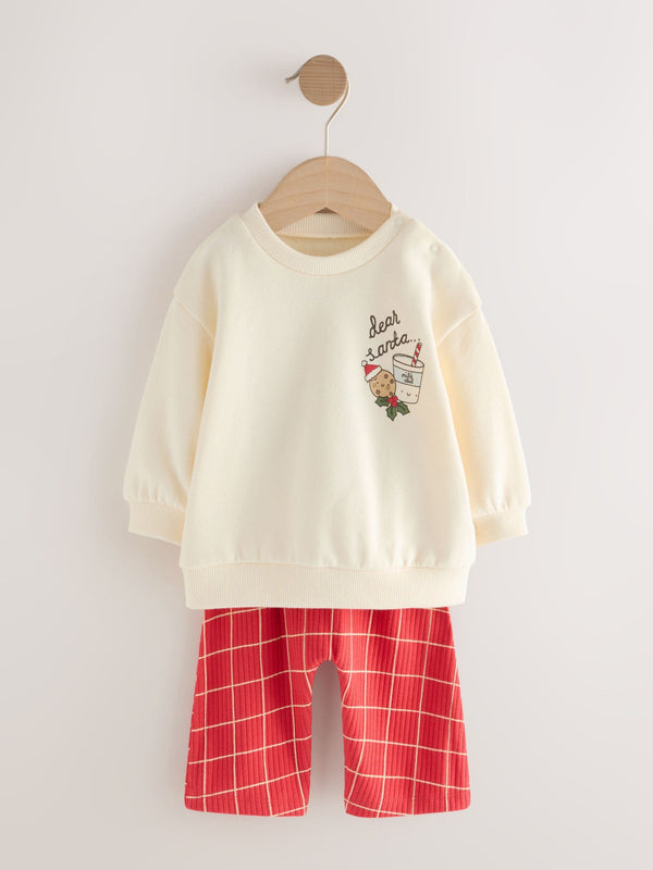 Red Graphic Print Christmas Sweat and Joggers Baby Set (0mths-2yrs)