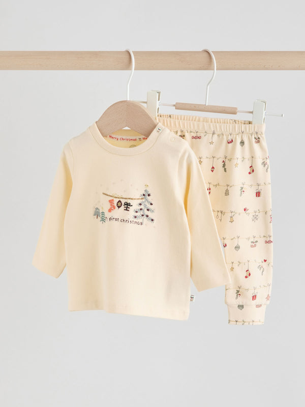 Cream Christmas Baby T-Shirt and Legging Set (0-18mths)