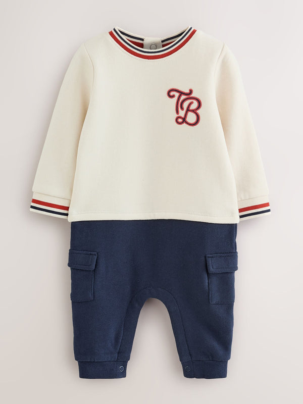 Baker by Ted Baker Stone Navy Red Varsity Romper