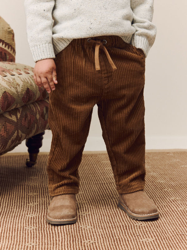 Tan Brown Textured Corduroy Pull On Trousers (3mths-7yrs)