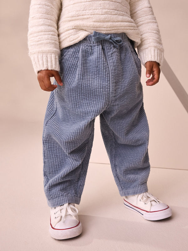 Light Blue Textured Corduroy Pull On Trousers (3mths-7yrs)
