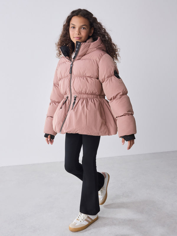 Baker by Ted Baker Pink Shower Resistant Peplum Hem Puffed Padded Coat