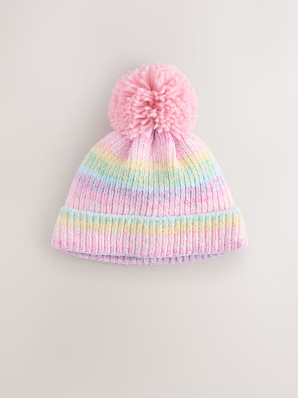 Multi Bright Baby Chenille Knitted Pom Hat (0mths-2yrs)