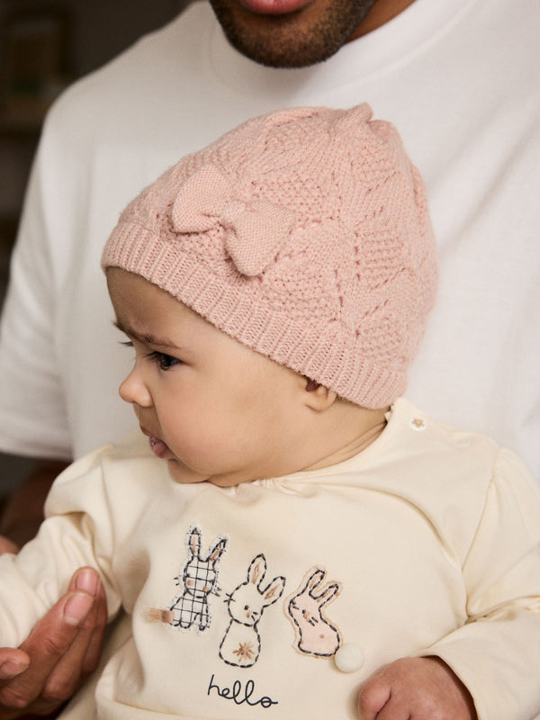 Pink Crochet Knitted Baby Hat (0mths-2yrs)