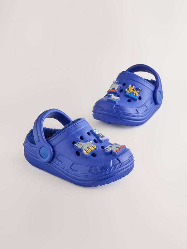 Blue Animal Warm Lined Slipper Clogs