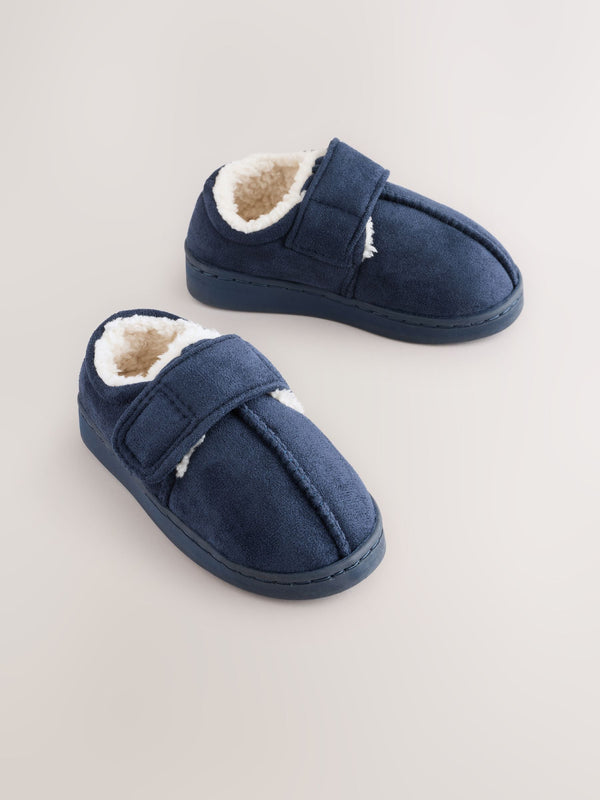Navy Warm Lined Cupsole Slippers