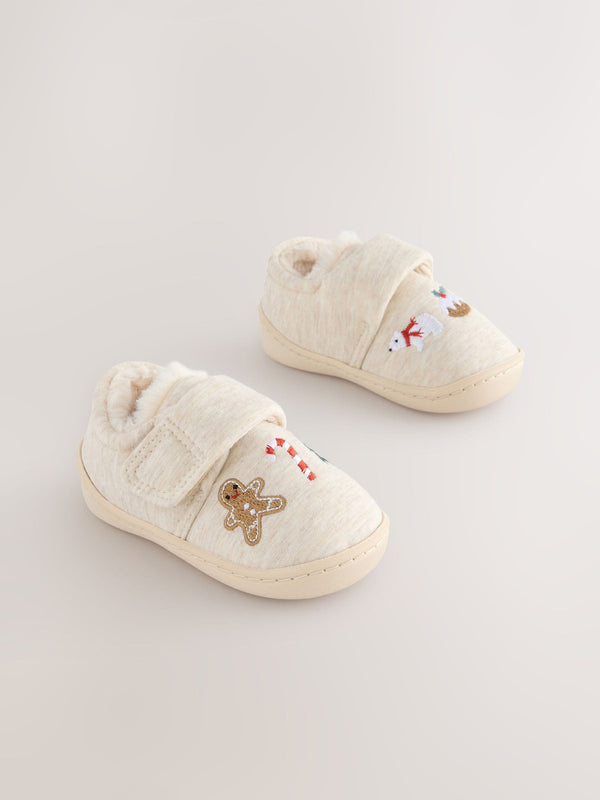 Neutral Christmas Warm Lined Cupsole Slippers