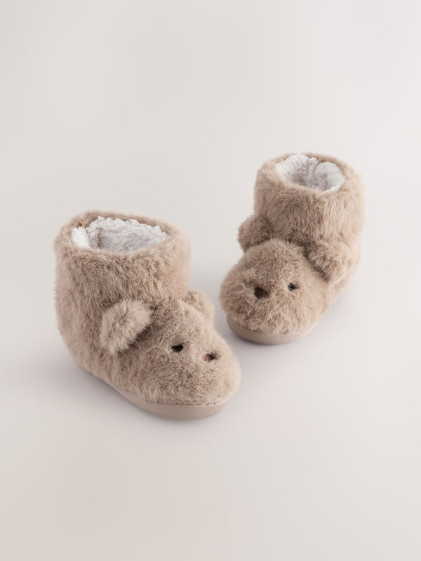 Brown Bear Warm Lined Slipper Boots