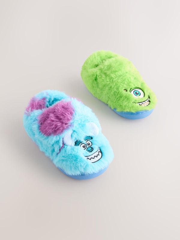 Blue/Green Monsters Inc Fluffy Cupsole Slippers