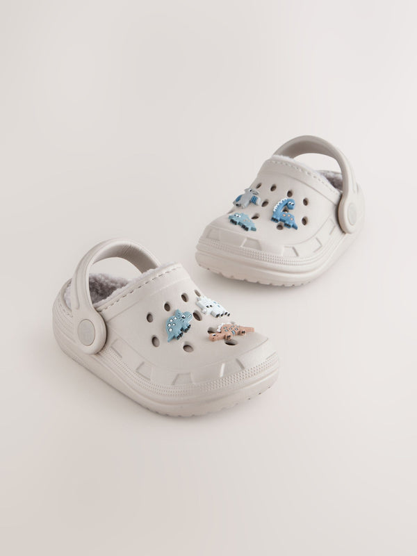Neutral Dinosaur Warm Lined Slipper Clogs