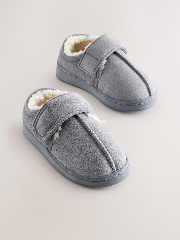 Grey Warm Lined Cupsole Slippers