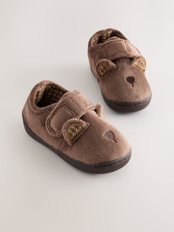 Brown Bear Warm Lined Cupsole Slippers