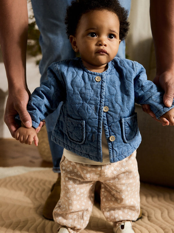 Blue Denim Jersey Quilted Baby Jacket (0mths-2yrs)