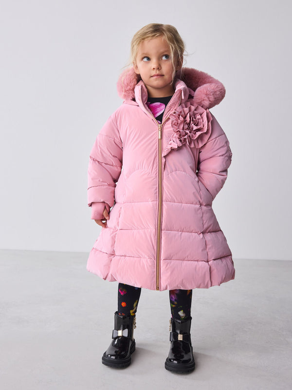 Baker by Ted Baker Pink Shower Resistant Corsage Skirted Padded Coat
