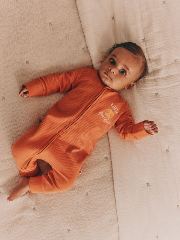 Orange Little Pumpkin Baby Two Way Zip Sleepsuit (0mths-3yrs)