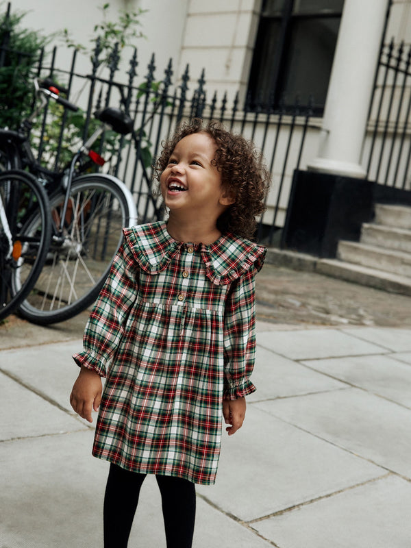 Red/Green Check Long Sleeve Collar Dress (3mths-8yrs)