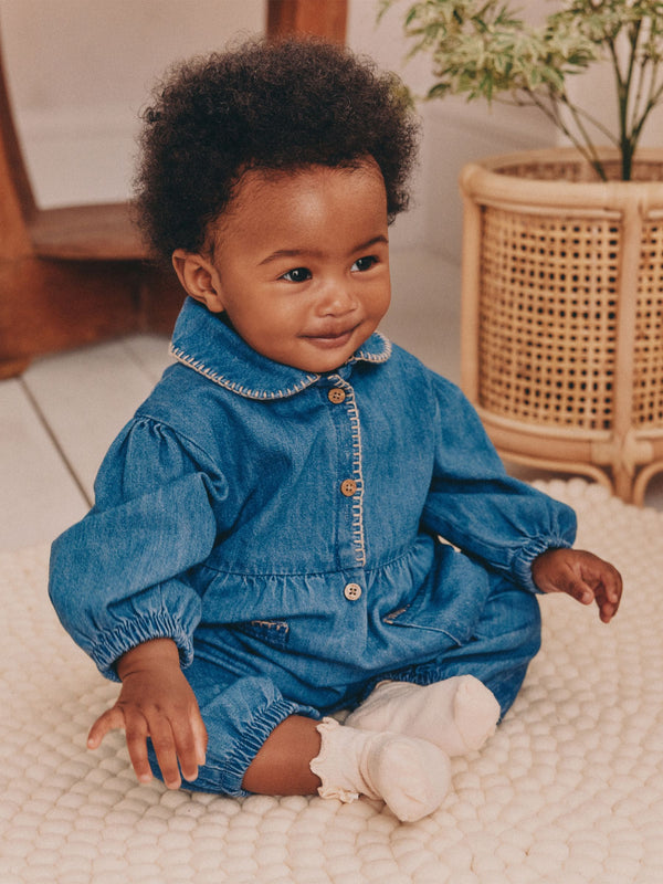 Blue Baby Denim Romper (0mths-2yrs)