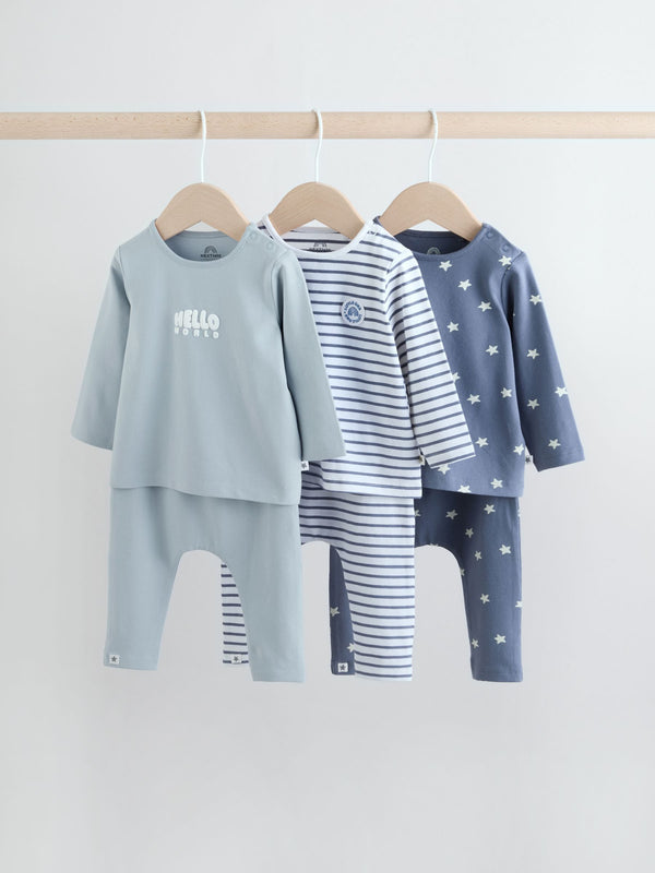 Blue Hello World Tops and Leggings 6 Piece Baby Set (0mths-3yrs)