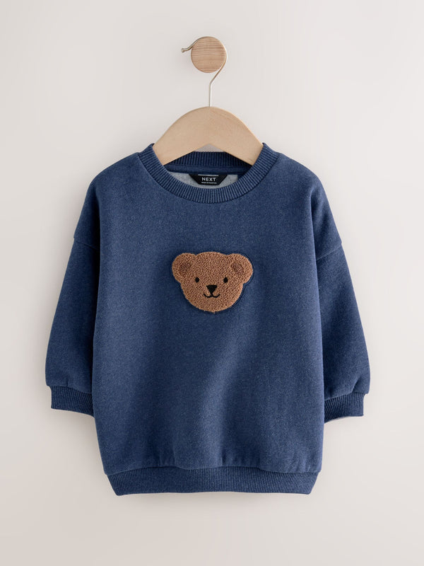 Navy Blue Bear Crew Neck Cotton Sweatshirt (3mths-7yrs)