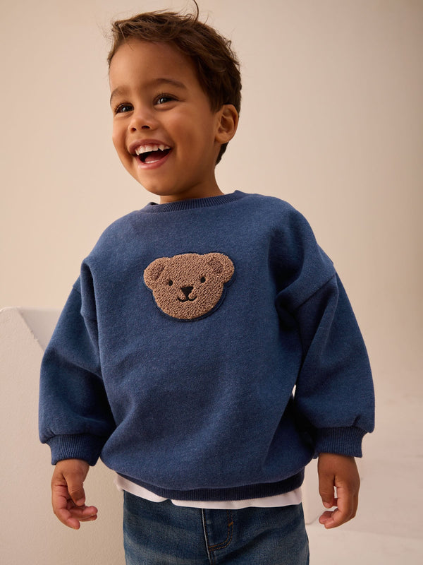 Navy Blue Bear All-Over Print Crew Neck Sweatshirt (3mths-7yrs)