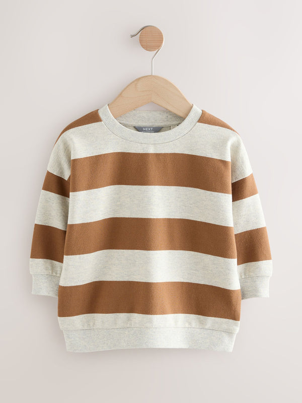 Chocolate Brown/Ecru All-Over Print Crew Neck Sweatshirt (3mths-7yrs)