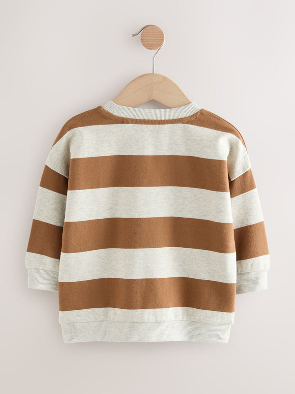 Chocolate Brown/Ecru All-Over Print Crew Neck Sweatshirt (3mths-7yrs)