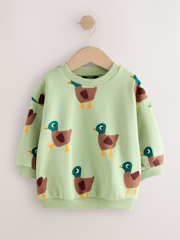 Green All-Over Print Crew Neck Sweatshirt (3mths-7yrs)