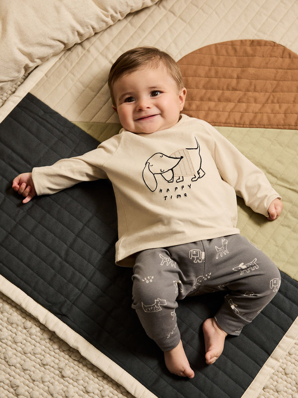 Monochrome Dog Top and Leggings 2 Piece Baby Set (0mths-3yrs)