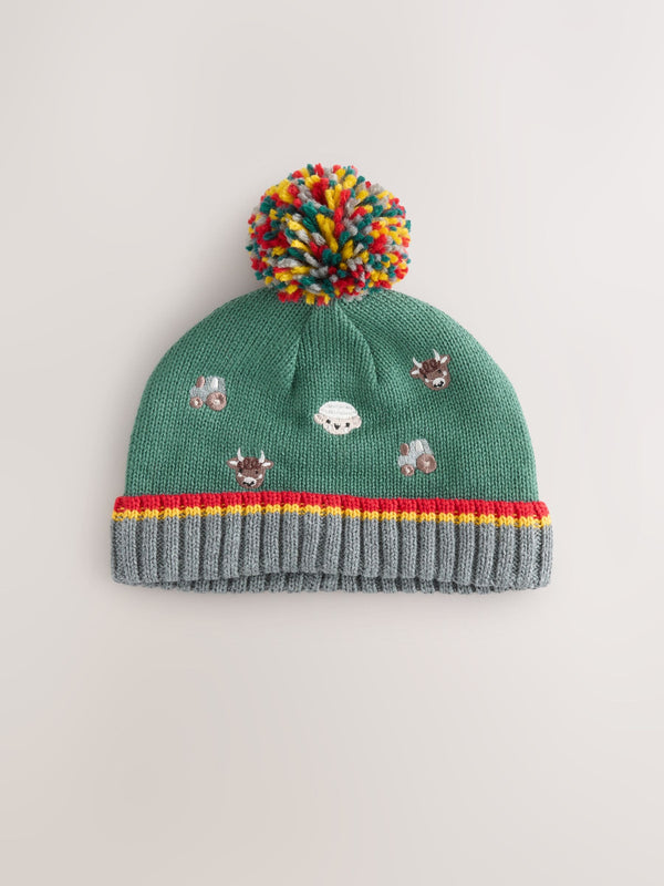 Blue Farmyard Baby Knitted Beanie Hat (0mths-2yrs)