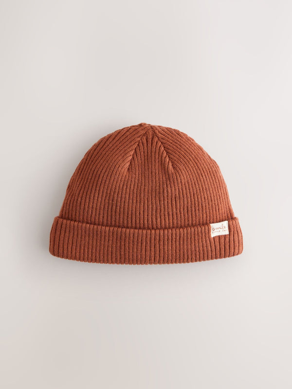 Rust Baby Ribbed Beanie Hat (0mths-2yrs)